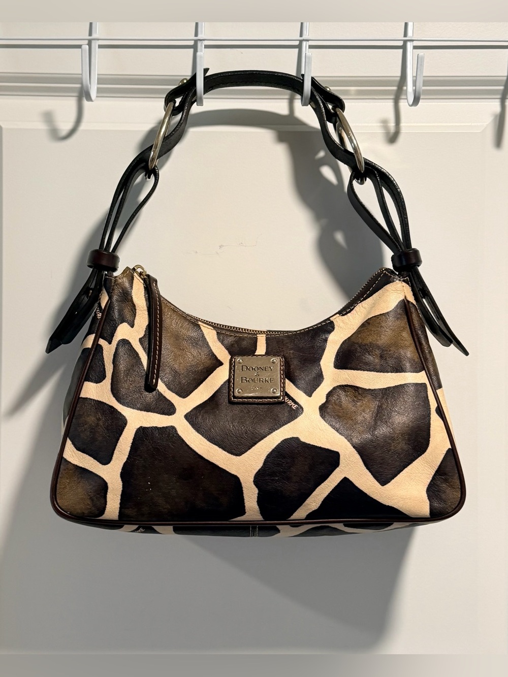 Vintage Dooney & Bourke Giraffe Print Mini Hobo Bag Y2K Serengeti Shoulder Bag